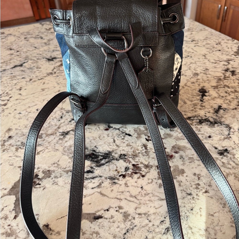 Coach Black And Blue Patchwork Backpack - image 4